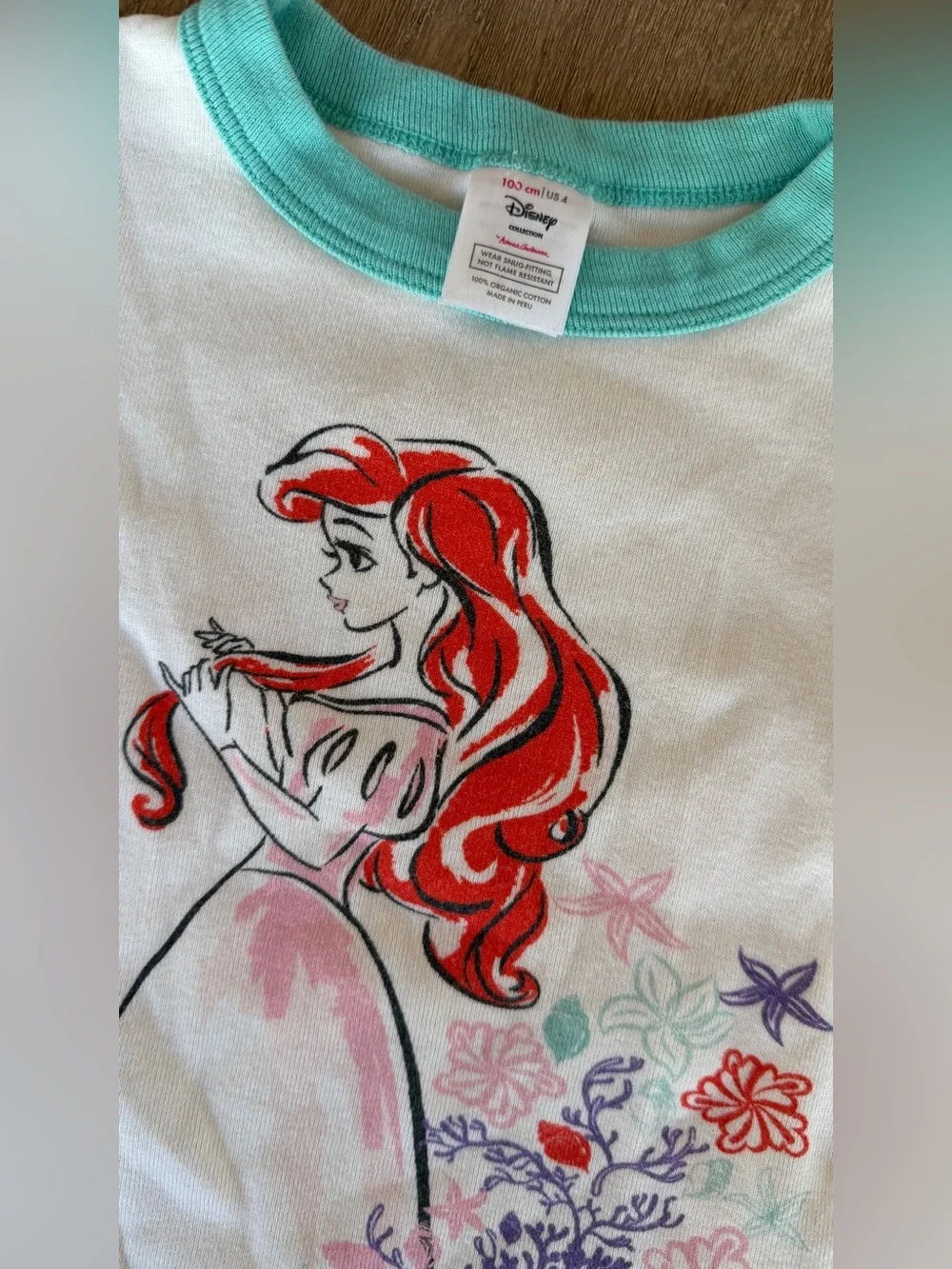 Hanna Andersson Little Mermaid Ariel Toddler Girl Shorts Pajama Set 4T